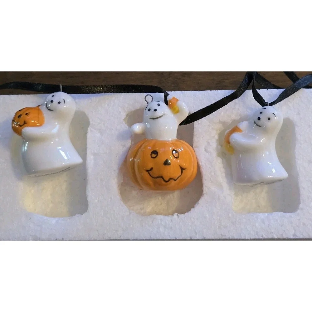 Longaberger Happy Halloween Tie-On Set Ghosts 2005 New in Box - Picture 1 of 6